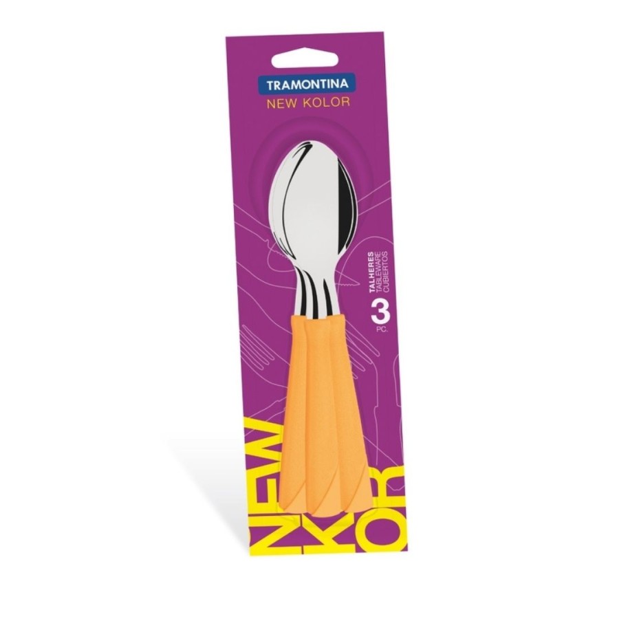 Tramontina - 3 Pcs Table Spoons New Kolor Orange